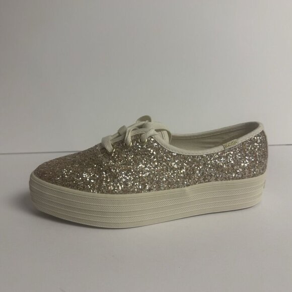 Keds Womens Point Sneaker Gold Glitter Size 6 M